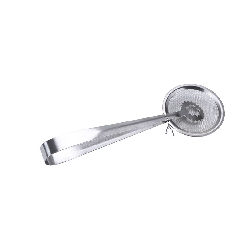 2 in 1 Stainless Steel Mesh Strainer Tongs Oil Frying Filter Spoon Fry Tool Oil Skimmer with Clip Cooking Gadget Tool Esg12093