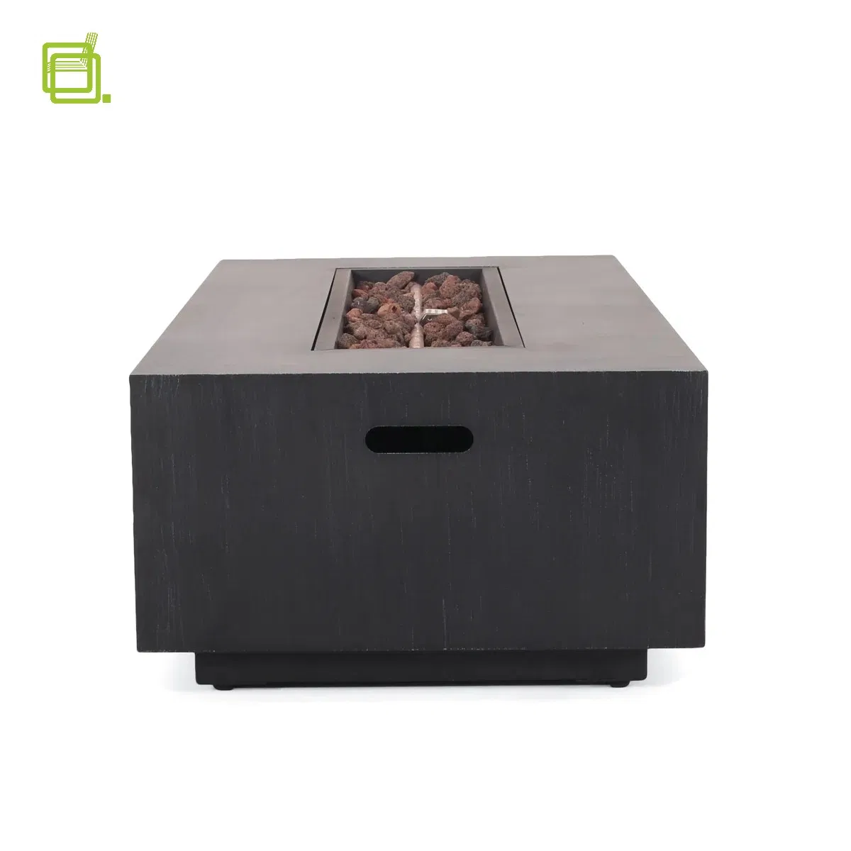 Urban Matte Black Aluminum Rectangular Propane Gas Outdoor Patio Fire Pit Table