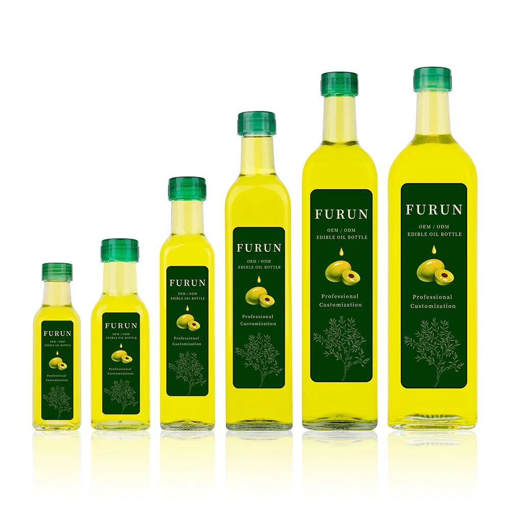 Custom Wholesale Food Grade Soy Sauce Vinegar Cooking Clear Square Empty Glass Olive Oil Bottles with Lids