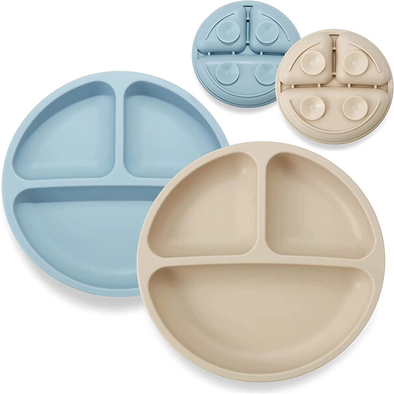 Silicone Baby Feeding Set Suction Divided Baby Eating Plate