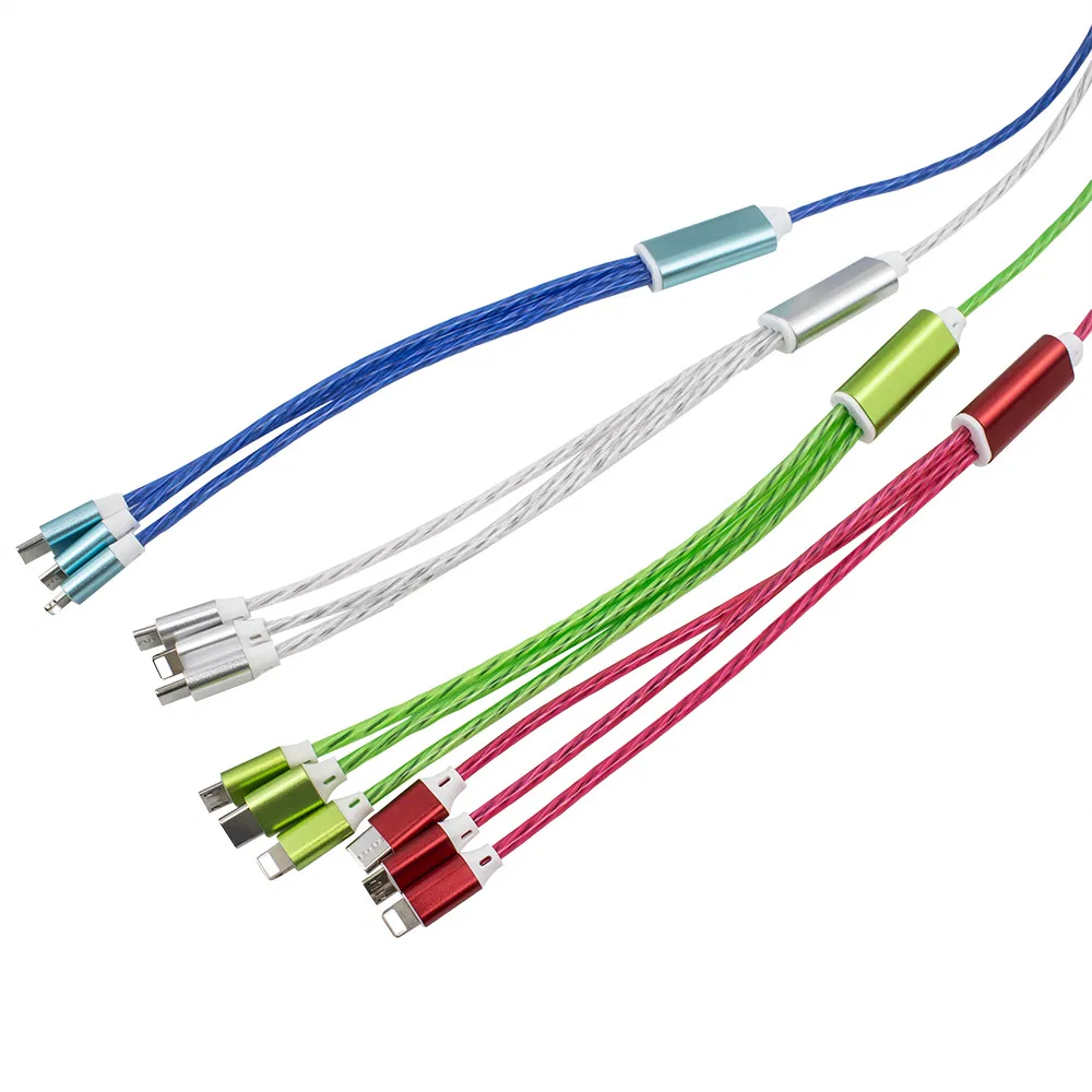 3 in 1 Data Cable Fast Charging USB Cable C Luminous
