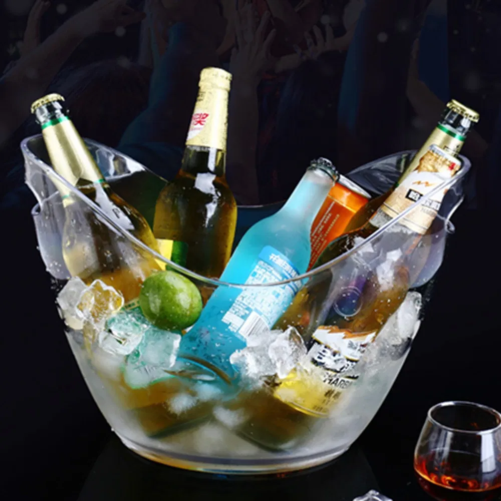 Custom Logo Clear Acrylic Food Grade Ice Champagne Wine Cooler Bucket