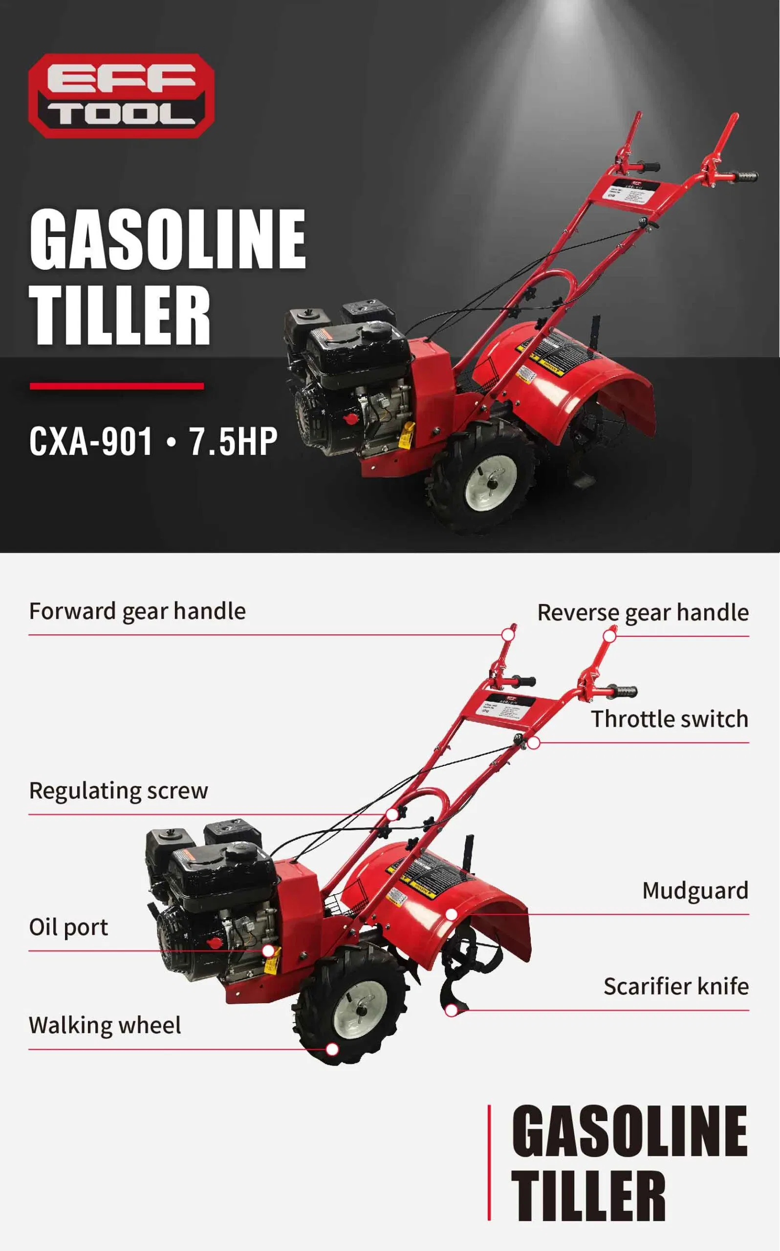 Cxa-901 Gasoline Tiller for Agriculture