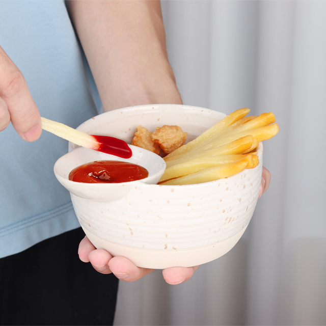 Ceramic White Chip and DIP Cereal Bowl Breakfast Soup and Side Cracker Dishes Sets Soup and Sandwich Bread Dipping Bowls