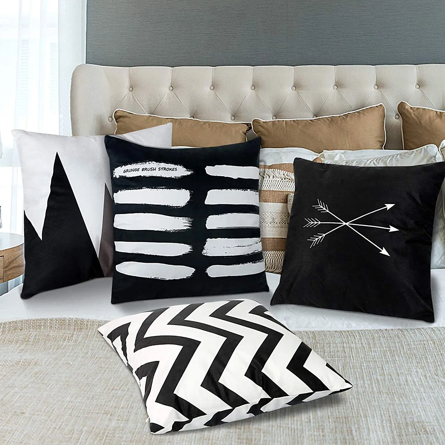 New Living Series Decorative Throw Pillow Case Cushion Cover Black
