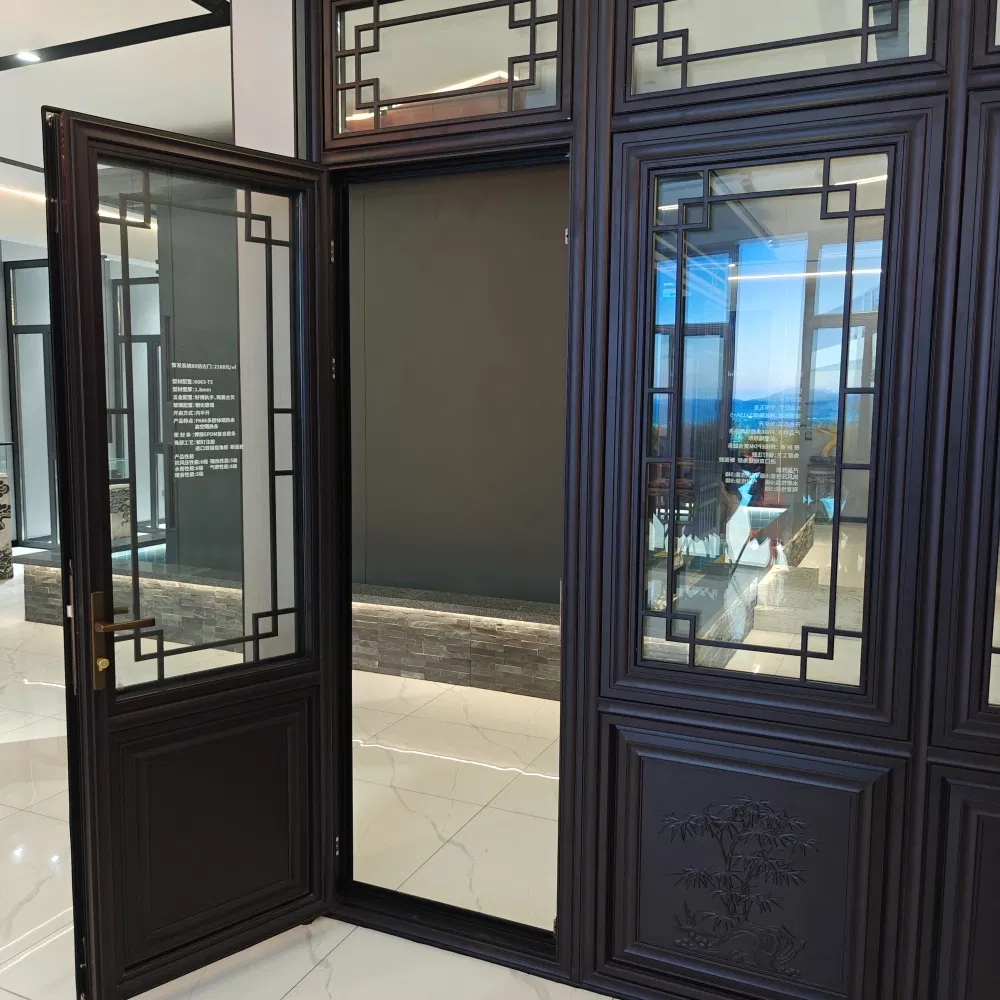 Chinese Style Antique Aluminum Wood Window with Traditional Lattice Design for Tea Houses