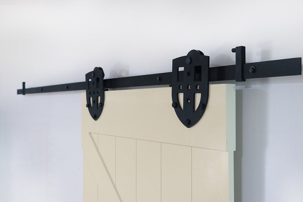 mm-23dp-6FT Sliding Barn Door Track Kit Shield Design Wheel