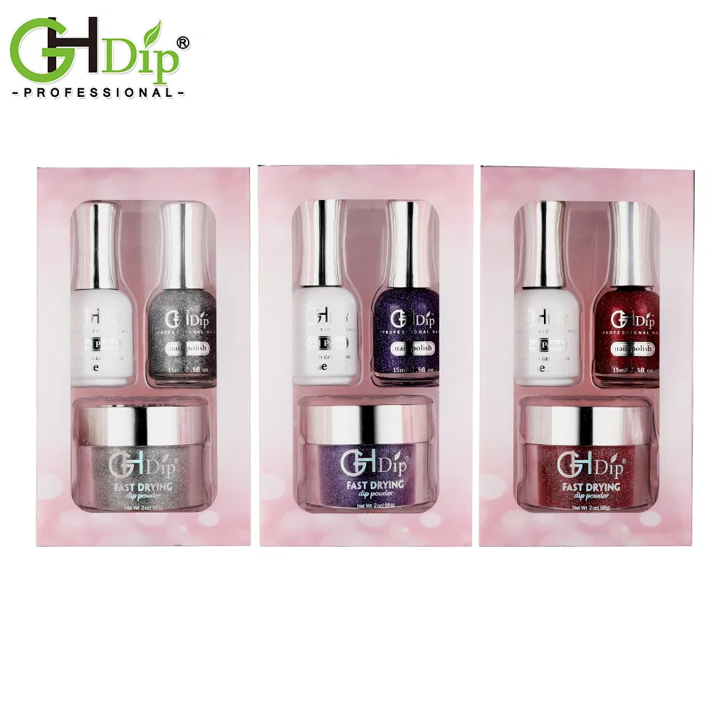 Customized Logo Reflective Diamond Nail Powder 3 in 1nail Kit Set