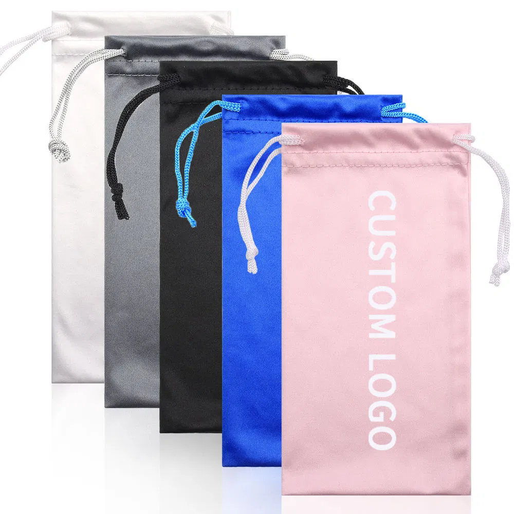 Hot Sale OEM Customizable Logo 9*18cm Durable Optical Glasses Pouch High Quality Microfiber Sunglasses Pouch with Drawstrings