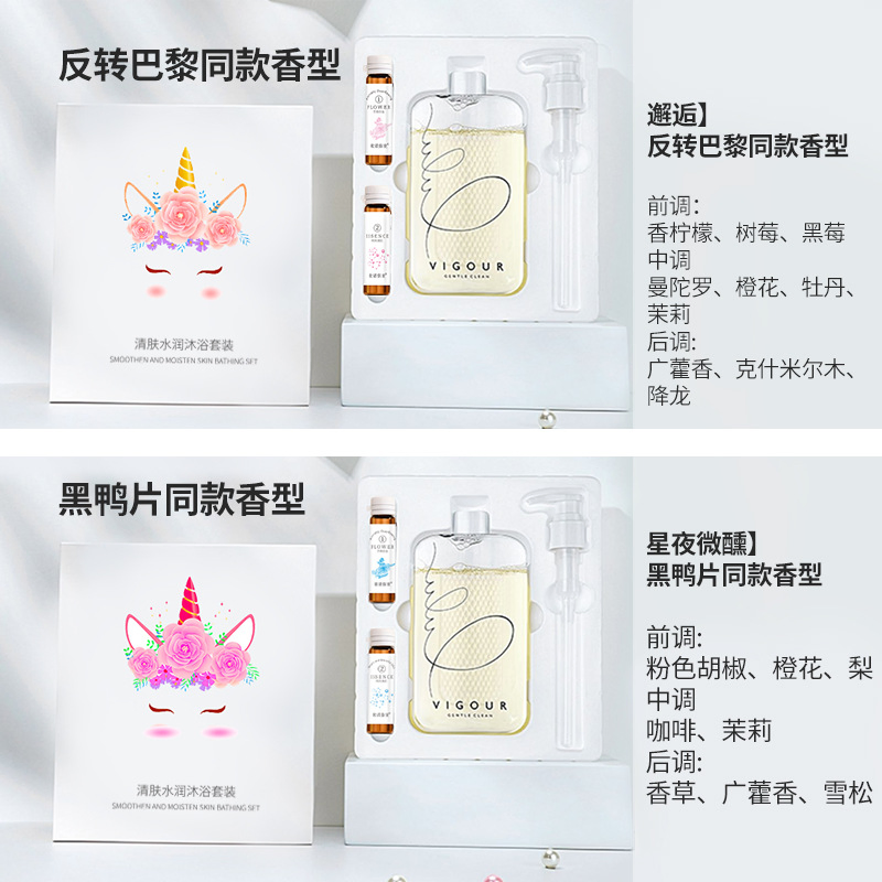 Cangty Wholesale Body Wash Set Long-Lasting Fragrance Milk Aroma Vitamin C Essential Oils Niacinamide Whitening Shower Gel