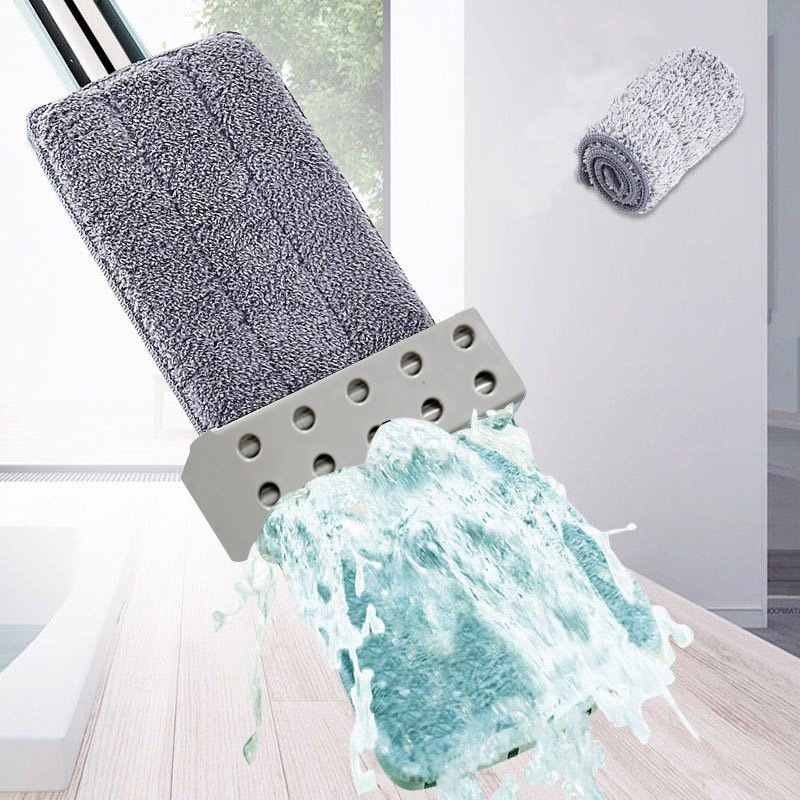 Hand Free Microfiber Flat Mop with Squeeze Bucket Magic Mop Bucket Separate Set Dirty Water for Floor Cleaning