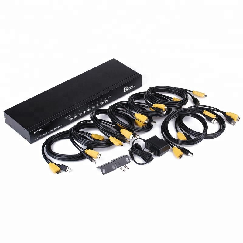 8-портовый KVM-коммутатор HDMI 4K 30Гц, 1U стойка