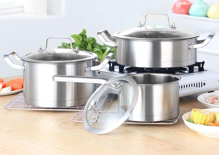 Stainless Steel 6PCS Pots and Pan Cookware Set with Composite Lid