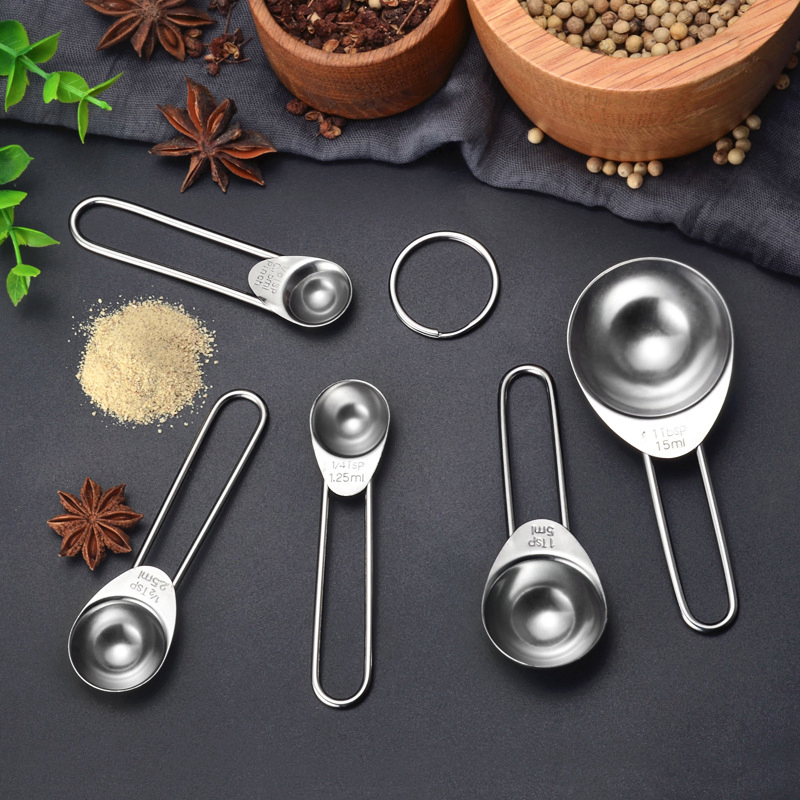 5PCS/Set Stainless Steel Measuring Spoon Coffee Milk Powder Kitchen Scale Baking Teaspoons Sugar Tool