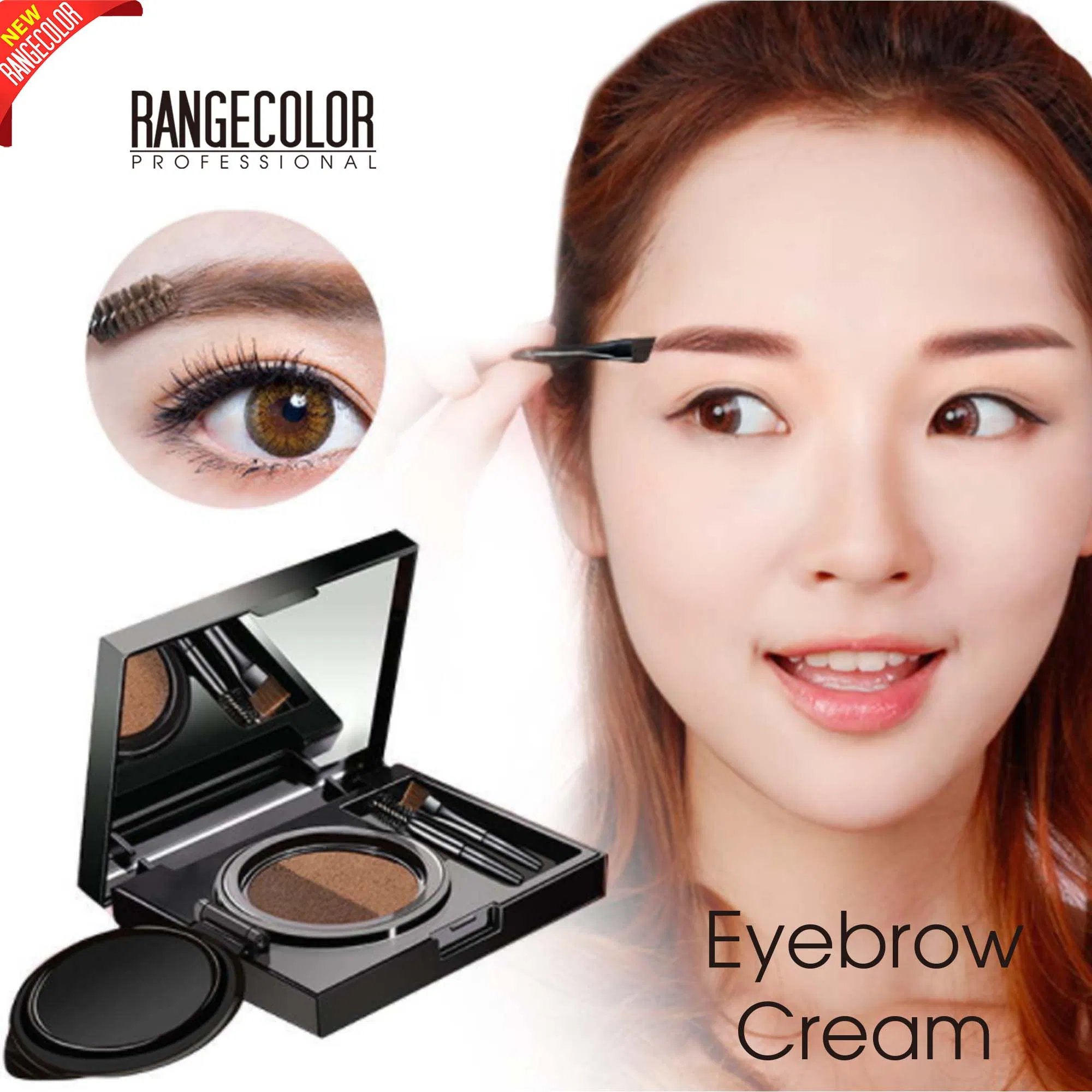 Air Cushion Eyebrow Pomade Gel Private Label, Eyebrow Cream with Double End Brush