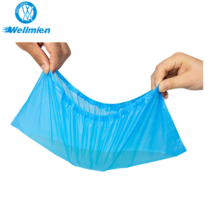 Machine-Made Blue Color Disposable Waterproof PE/CPE Plastic Shoe Cover for Laboratory