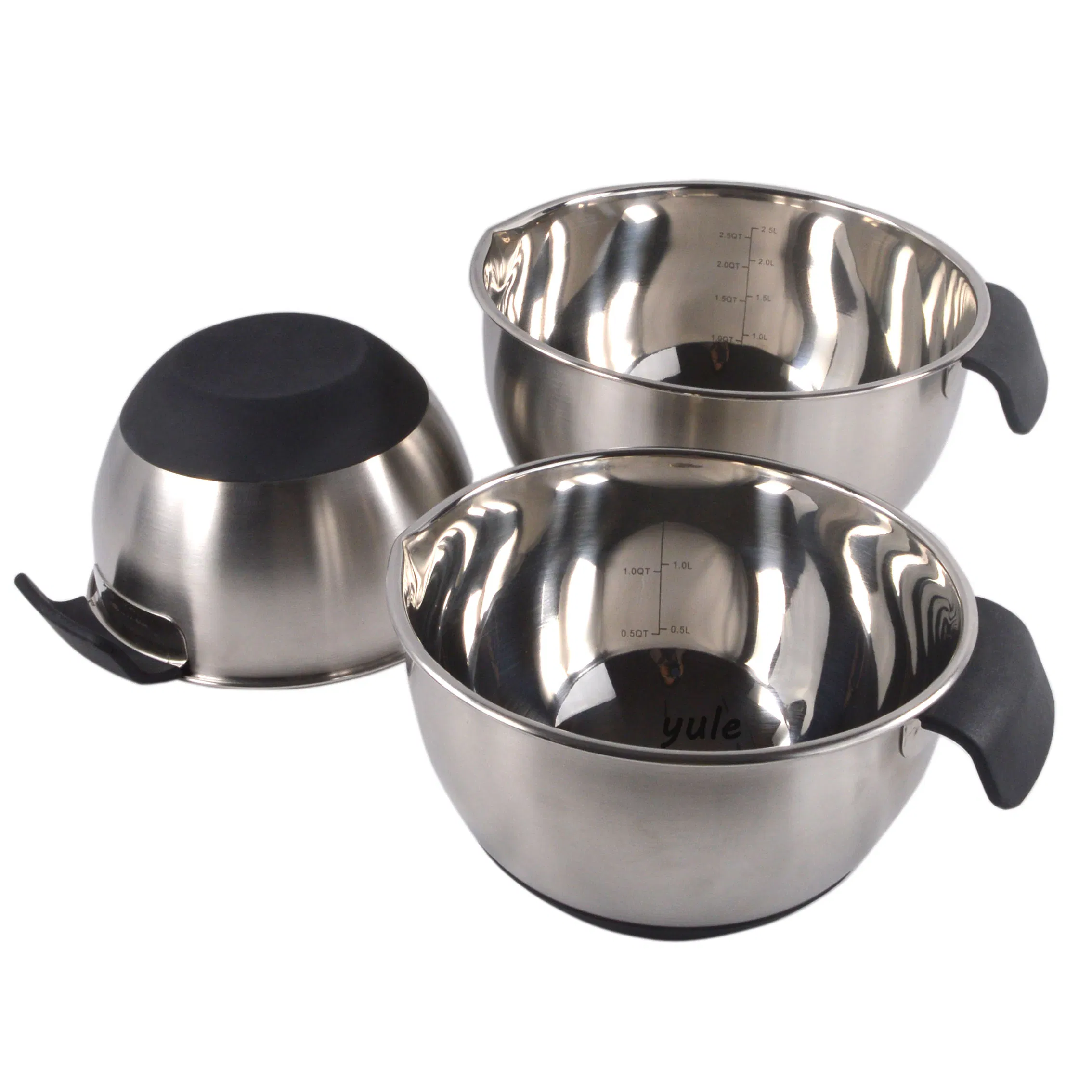 Hot Sale Professional Manufacturer Chinese High Quality Stainless Steel Mixing Bowl with Silicone Bottom Short Handle