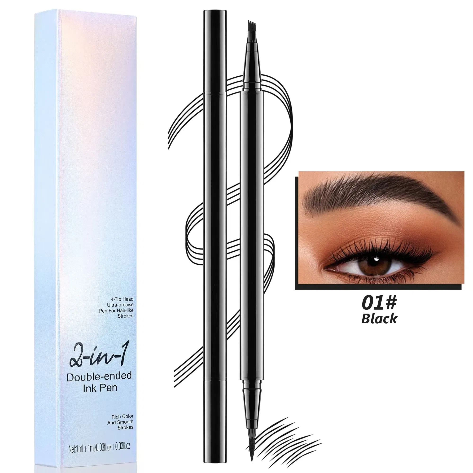 Custom Long Lasting Wholesale Eye Brow Pen Waterproof Double Head Eyebrow Pencil