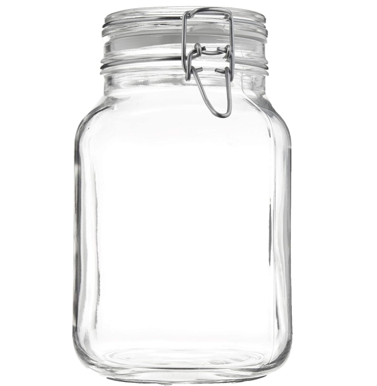 Rubber Seal Air Tight Clear Glass Condiment Jar 1000ml for Food Storage