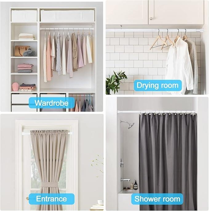 Factory Wholesale Single Telescopic Closet Rod Metal Hanging Closet Rod