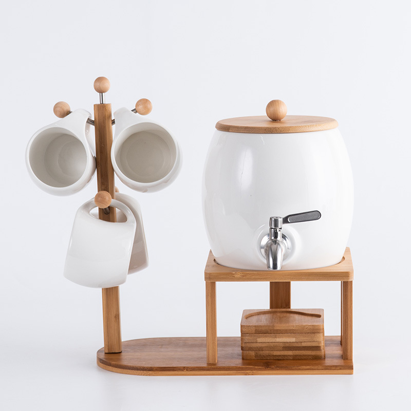 New Large White Porcelain Mug Cold Water Bottle Juice Drink Bucket