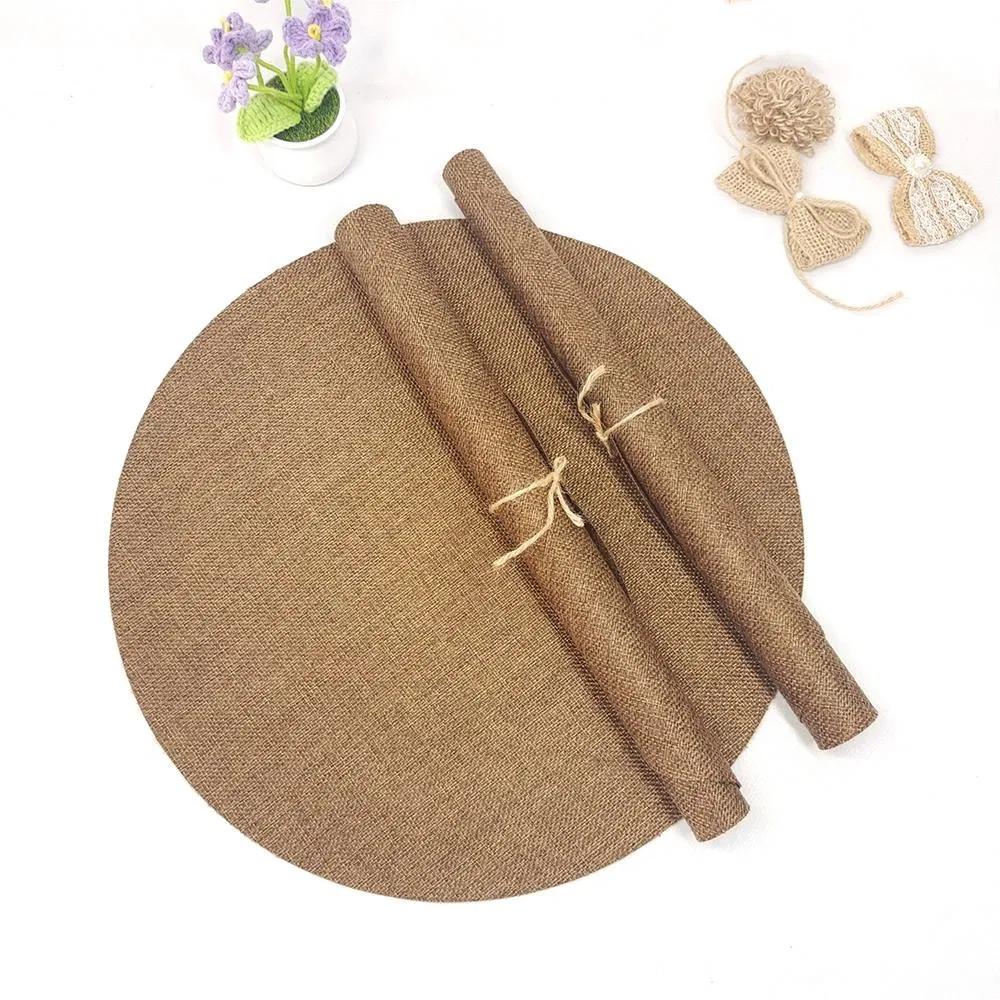 Wholesale Printed Soft Polyester Waterproof Placemats Table Decor Brown Round Placemat