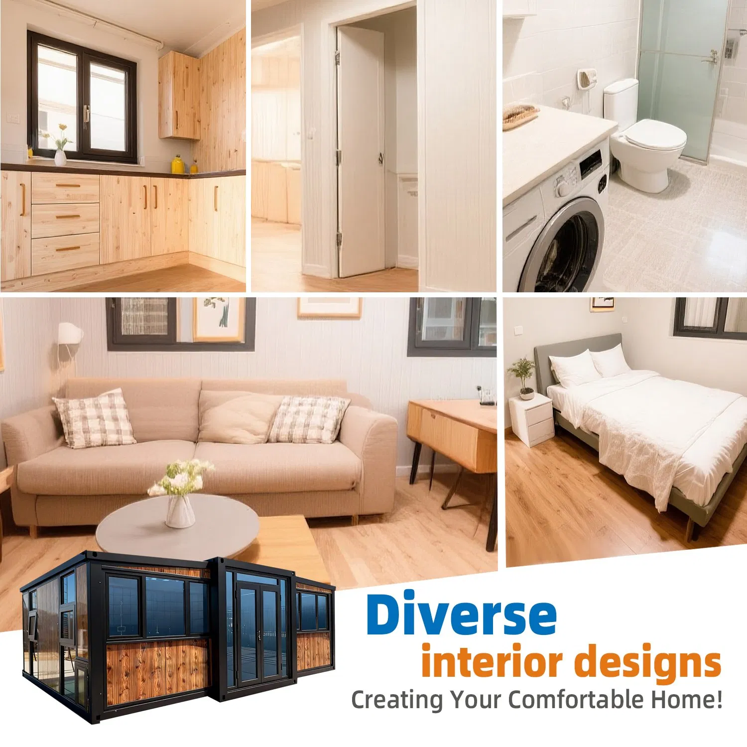 Mobile House Container Prefab House Prefabricated House Mobile House 20FT/30FT/40FT with 3 Bedrooms One Bathroom