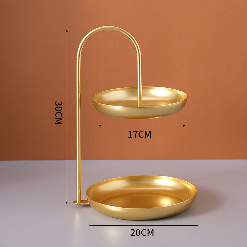 Modern Living Room Fruit Tray Double Layer Metal Snack Storage Basket