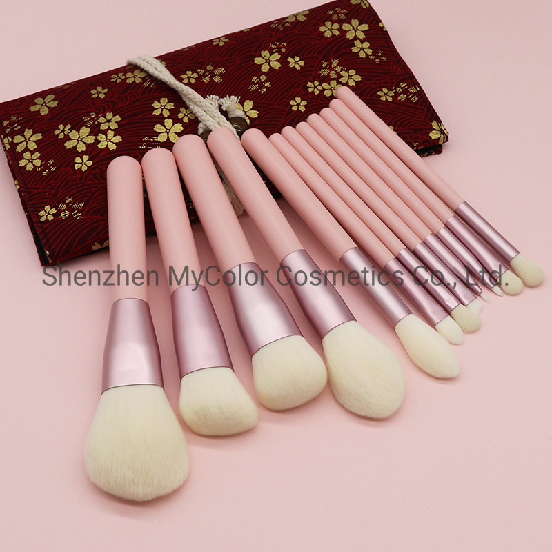 OEM ODM Premium Pink Makeup Brushes 12PCS Eye Shadow Lip Cosmetics Brush Set