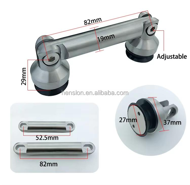 180 Degree Office Door Glass to Glass Adjustable Connector Joiner Fitting