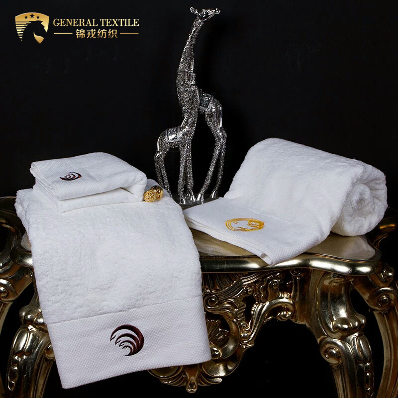 100% Cotton White Color Hotel Embroidery Towel Set (JRD271)