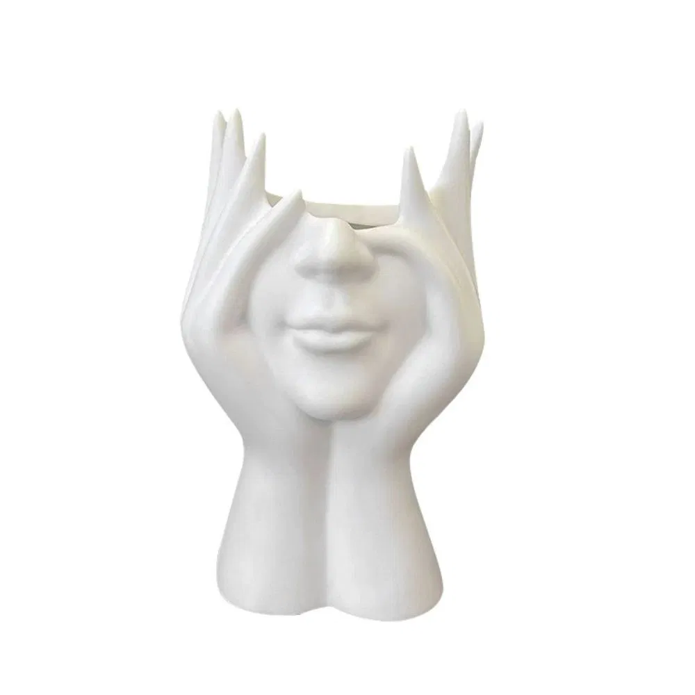 Girl Face Flower Pot Silicone Mold Succulents Planter Vase Brush Holder Wbb29964