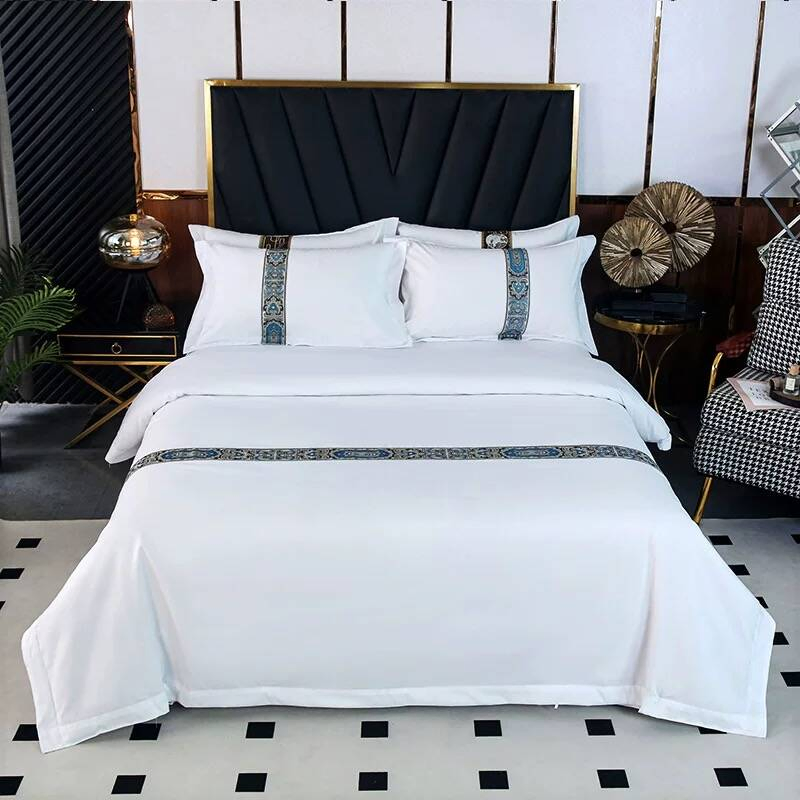 Queen Size Luxury 300t Hotel Bedding Sheet Cotton &Poly Hotel Bed Linen