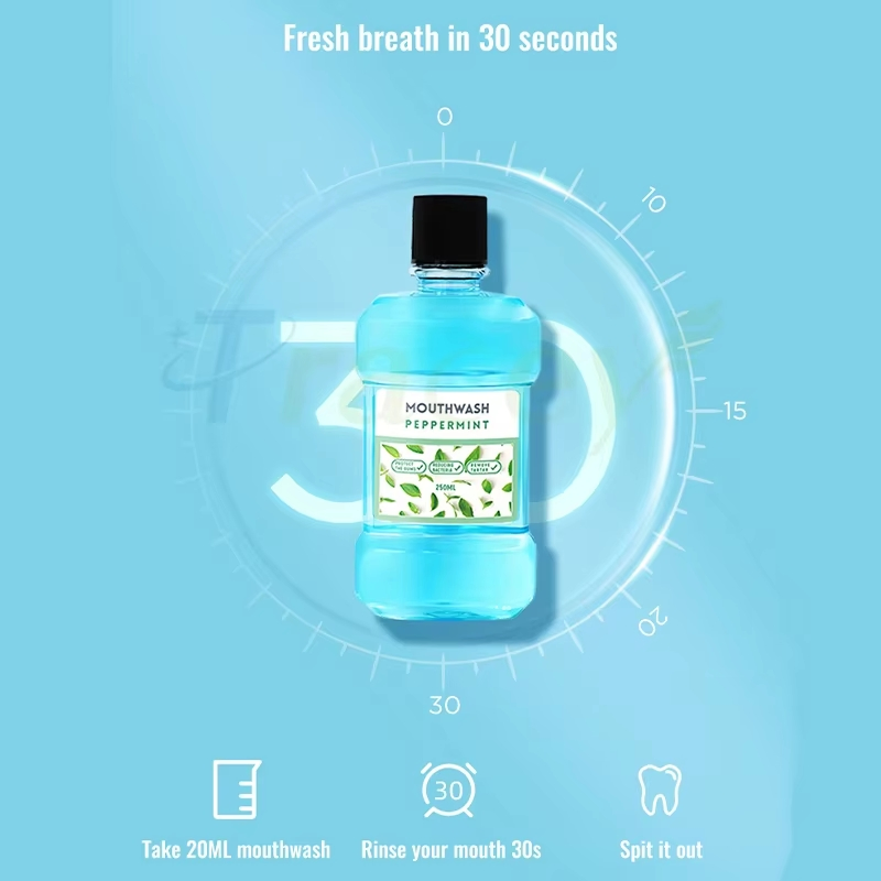 Tracey 30 Second Portable Fresh Breath Mint Flavor Mouthwash Non-Alcoholic Teeth Whitening Antibacterial Mild Non-Irritating