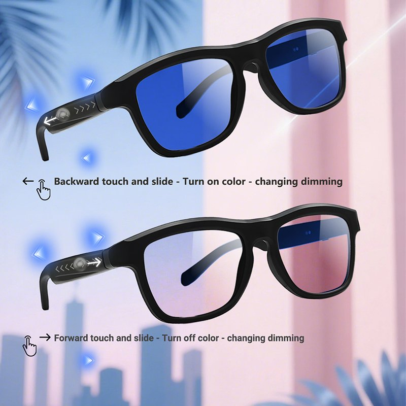 Smart Dimming Touch Controlled Color-Changing Lenses Glasses Free Ai Translation Bluetooth Call Music Sunglasses