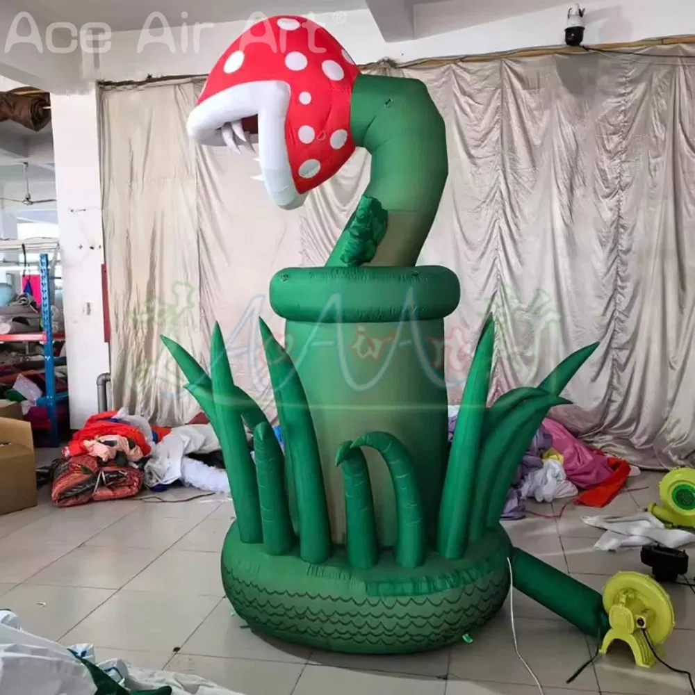 3.5m Giant Inflatable Cartoon Chomper Flower Air Blow Creative Piranha Plant for Event Kids Party Stage Decor Advertising Props