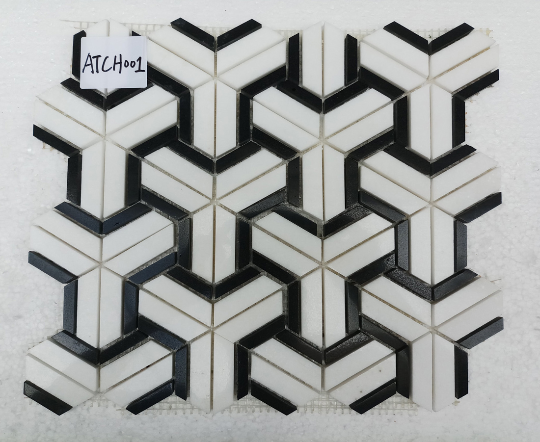 Мозаика из каррарского мрамора, шестигранная, 30x30 см