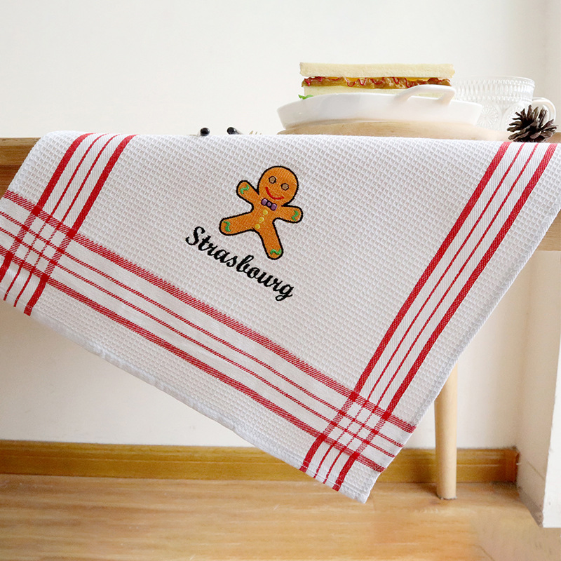Nordic Style 100% Cotton Waffle 40*60cm Embroidery Dish Cloth Gift Kitchen Towel