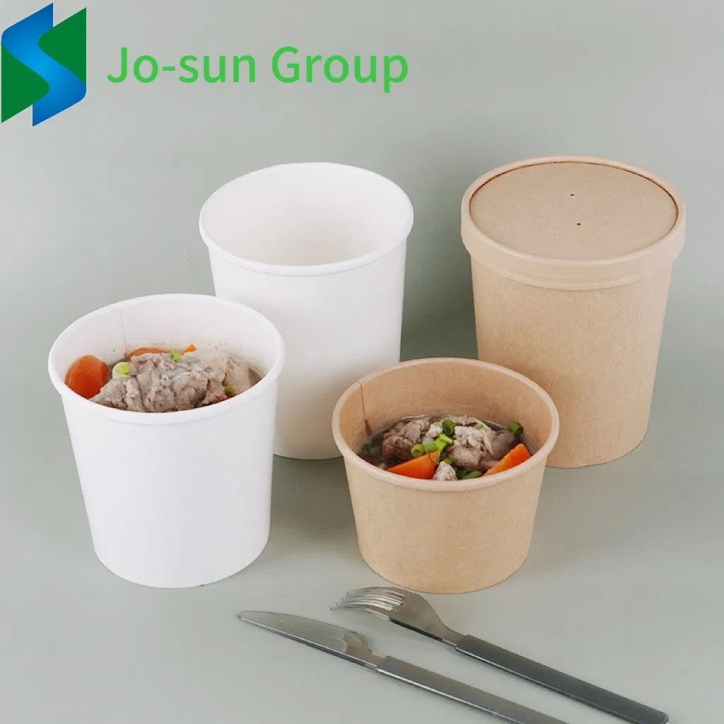 Disposable Thickened Kraft Paper Custom Soup Cup Soup Bucket Takeout Packaging Porridge Bucket and Cup