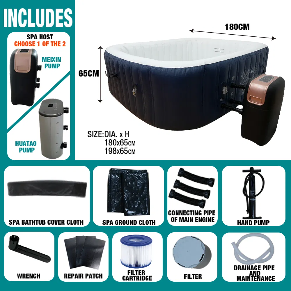 Inflatable Portable Hot Tub - 4-Person SPA with Bubble Jets