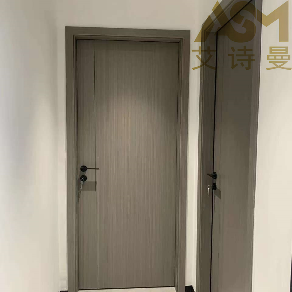 Customized Modern Bedroom Wooden Doors Design House Hotel Melamine MDF Interior Solid Wood Door Price Hotel Red Walnut Black Room Door in Chongqing
