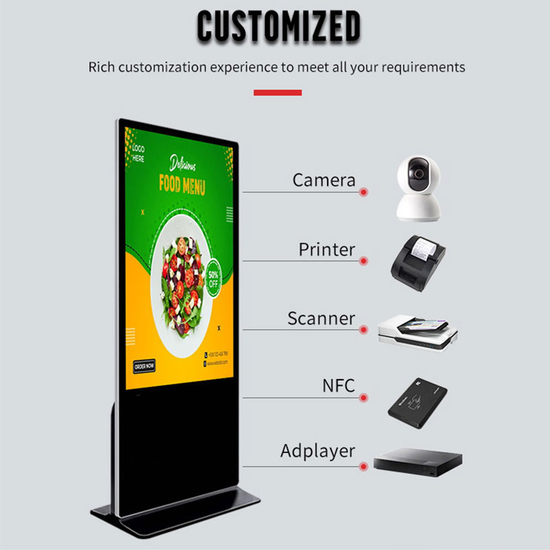 Ultra Slim Free Standing Android LCD Display Player Kiosk Floor Stand Digital Signage