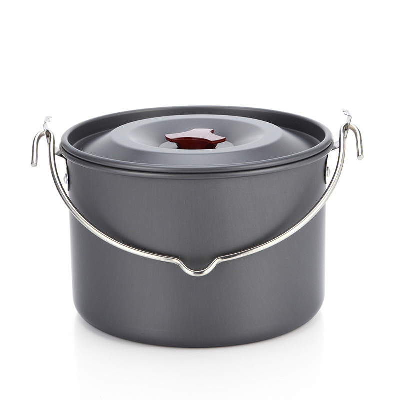 Large Capacity Hanging Kettle Carry Camping Hiking Outdoor Cooking Picnic Camping Pot Pot Cooking Kettle with Lid Pan
