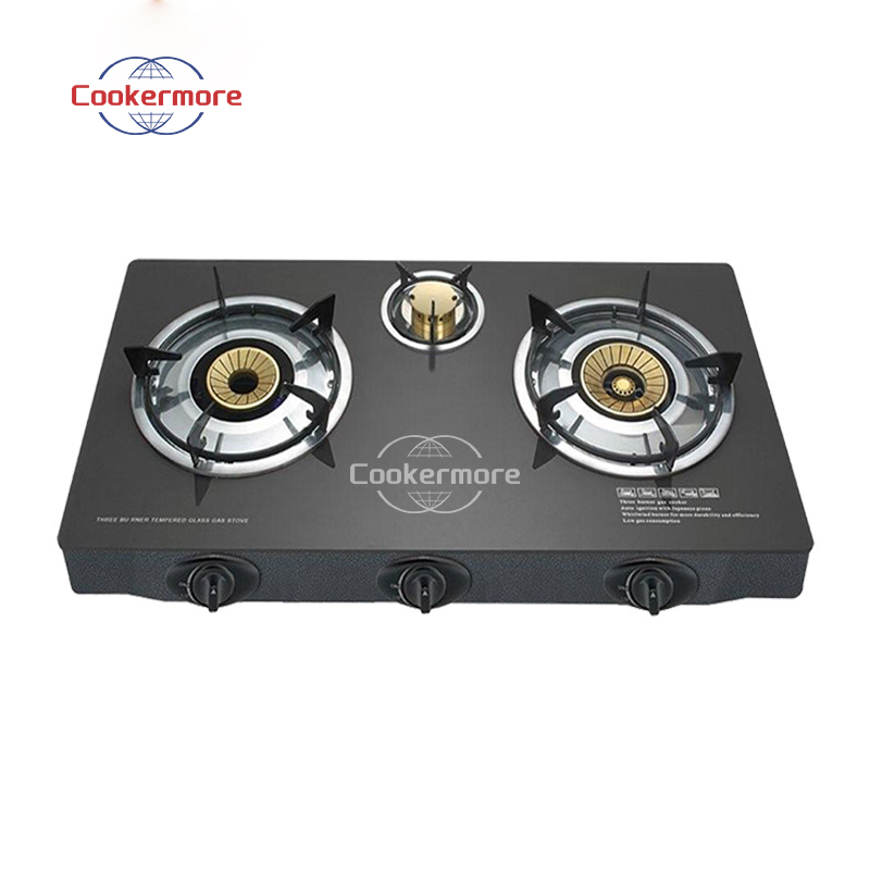 Kitchen Appliance Three-Burner Frosted Glass Top Stylish Desktop Kitchen Gas Hob