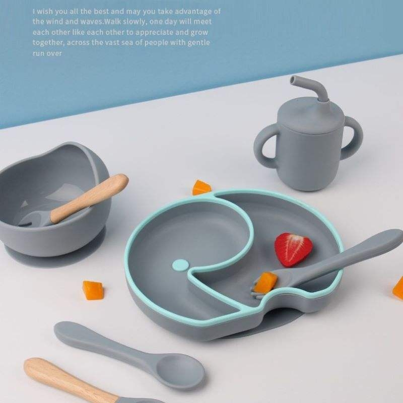 Suction Spoon Set Silicone Tableware Silicone Bowl and Plate Custom Logo Baby Bowl