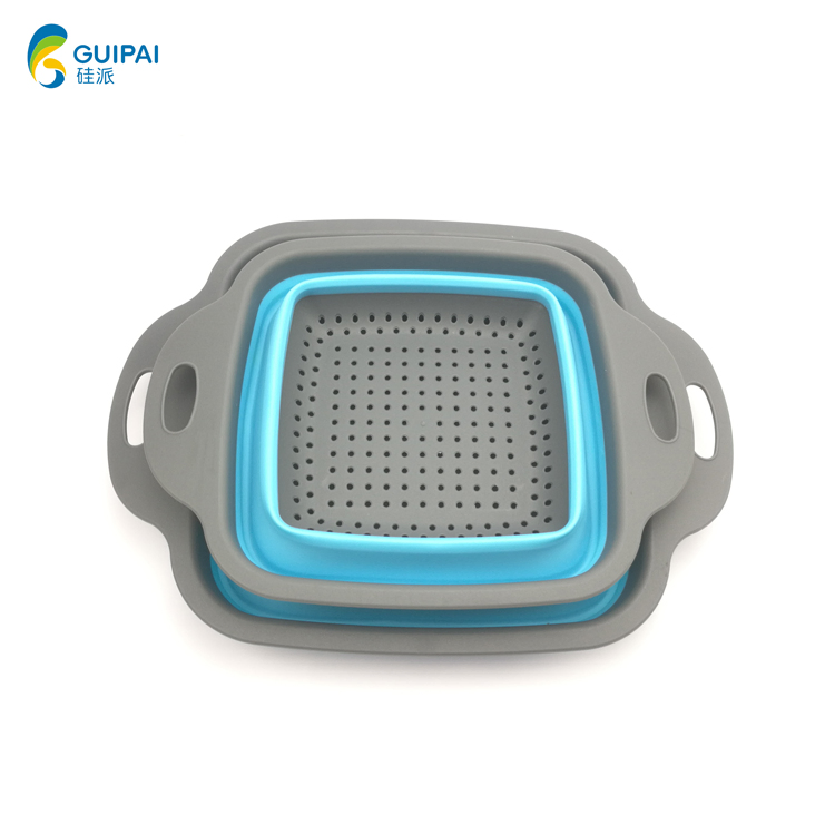 Folding Fruit Vegetable Plastic Kitchen Sink Double Drain Silicone Basket Straine Colander