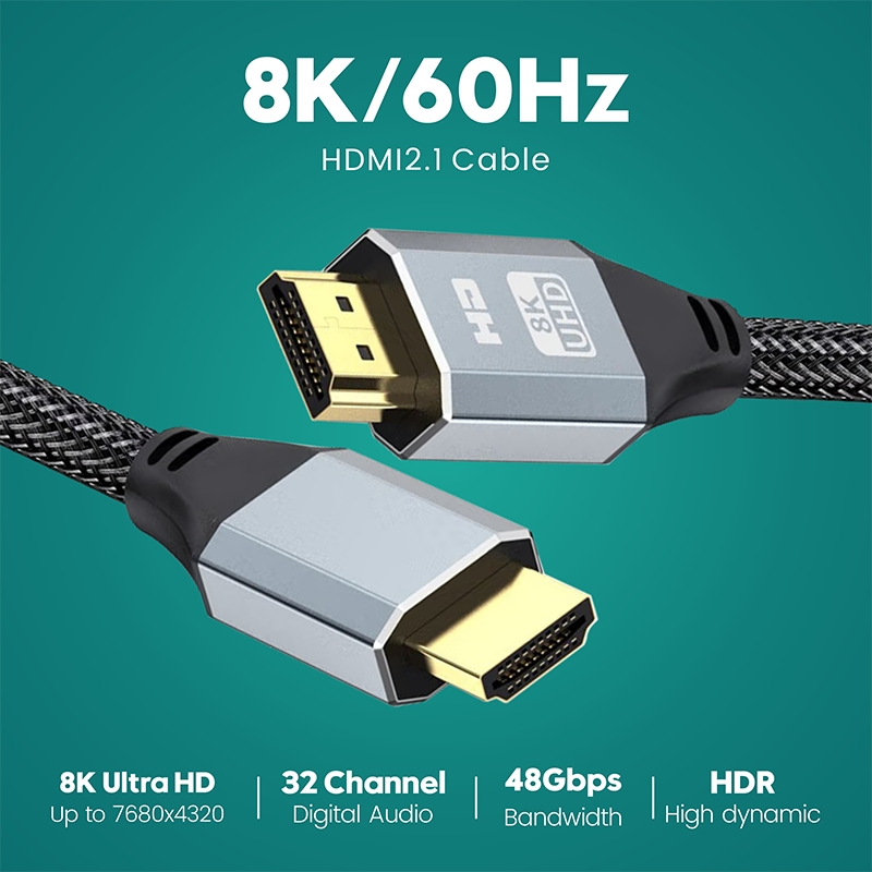 HDMI кабель 8K 4K 120Hz Gold Plated, 1-50м