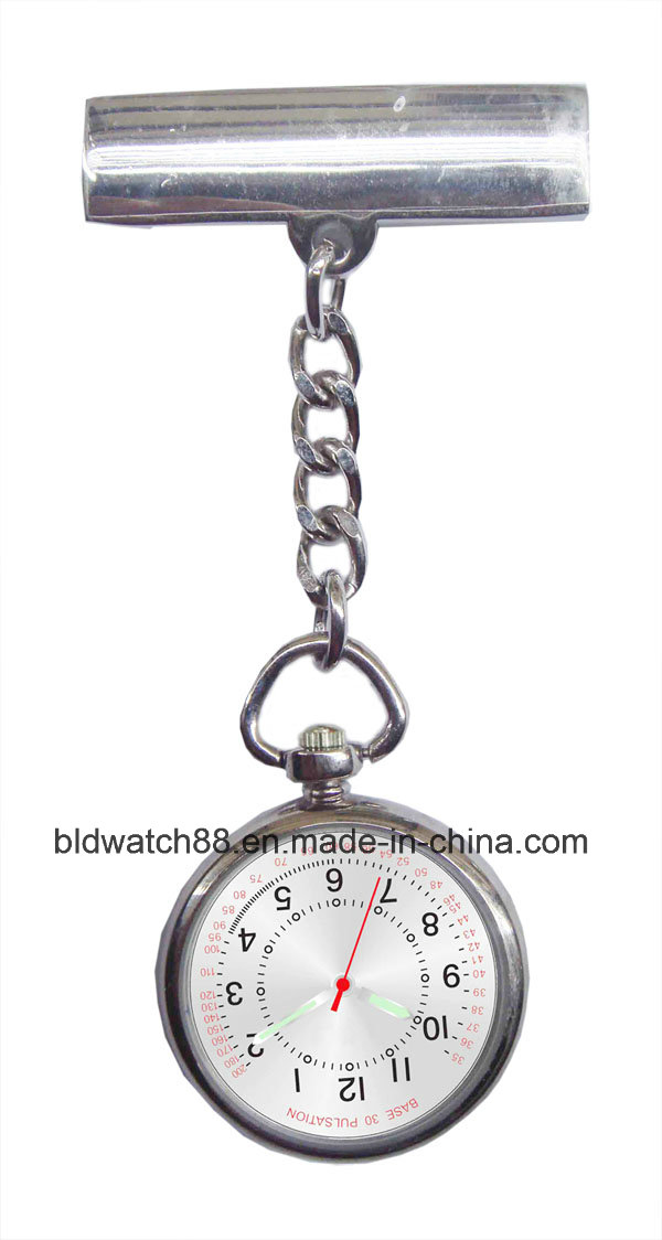 Best Promotion Gift Metal Silver Pocket Nurse Watch with Custom Logo