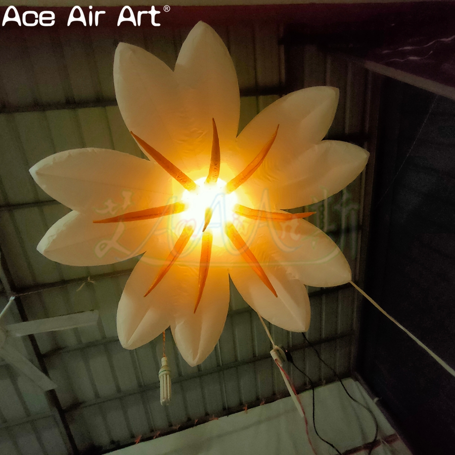 Customized Inflatable Hanging Flower with LED Ceiling Decor for Club Music Performance