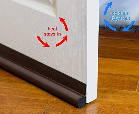 Single Sided Door Insulator with Hook and Loop Self Adhesive Tape Seal Fits Bottom of Door